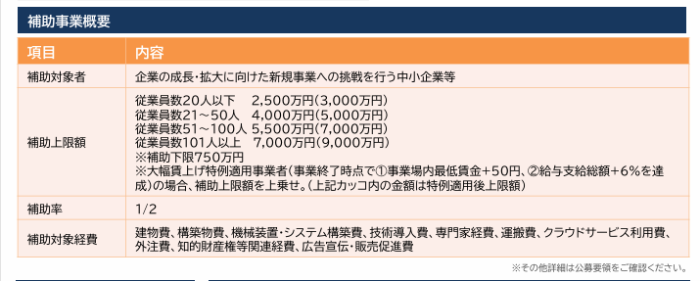 中小企業新事業進出補助金の補助事業概要